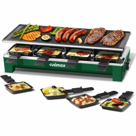 CUSIMAX 1500W Indoor Portable 2 in 1 Electric Raclette GrillGreen CMRG-300G